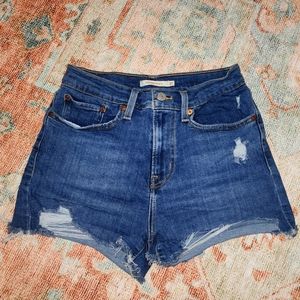 Levis high-rise shorts in dark wash